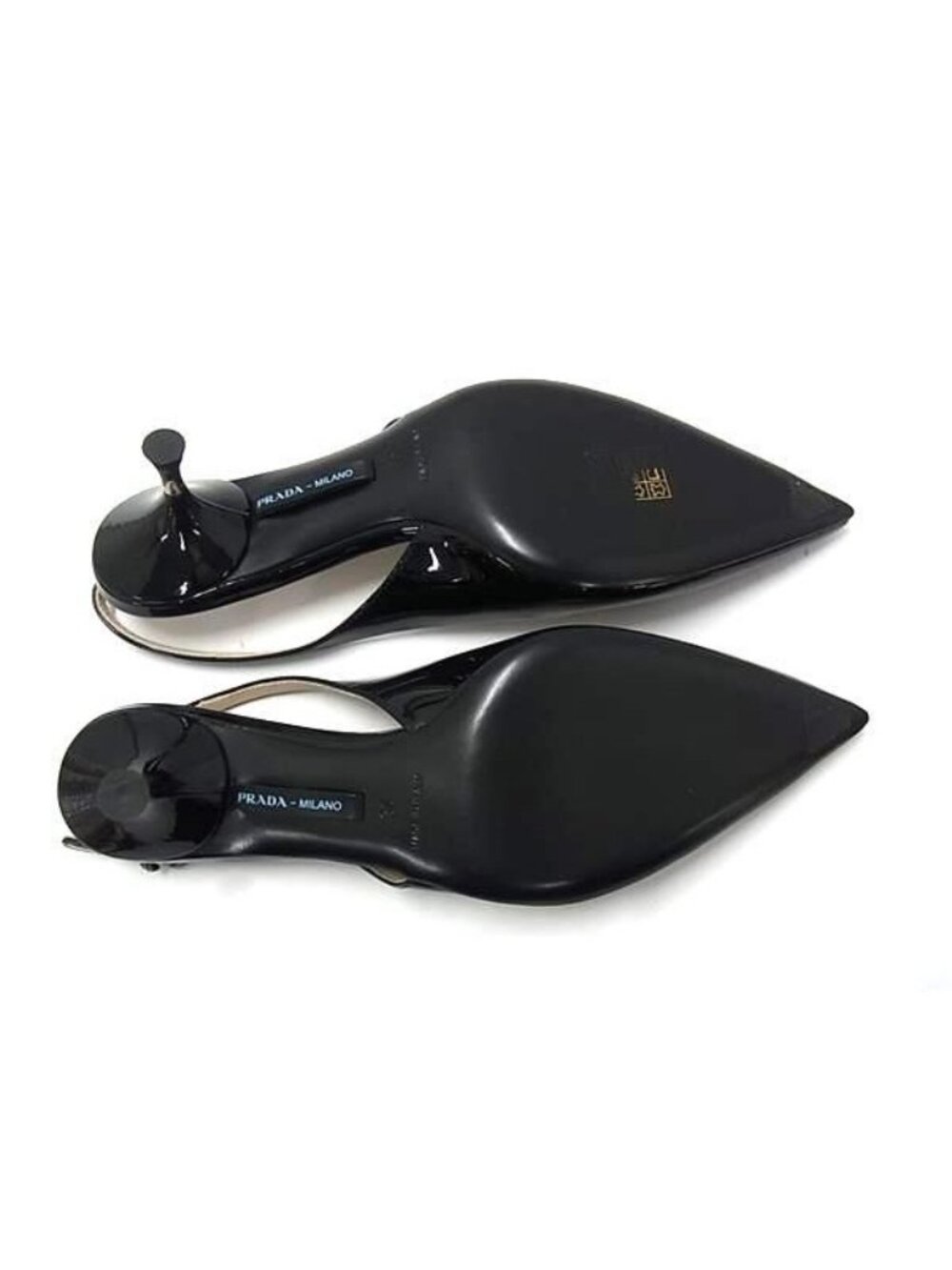 Prada Patent Leather Heel Sandals 35 Shoes Black - Picture 4 of 6